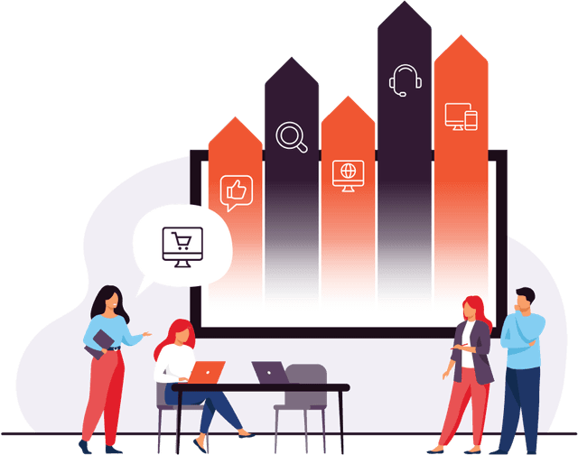 Team dat samenwerkt aan digitale prestaties