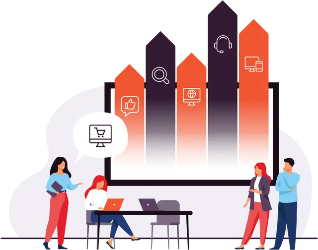 Team dat samenwerkt aan digitale prestaties