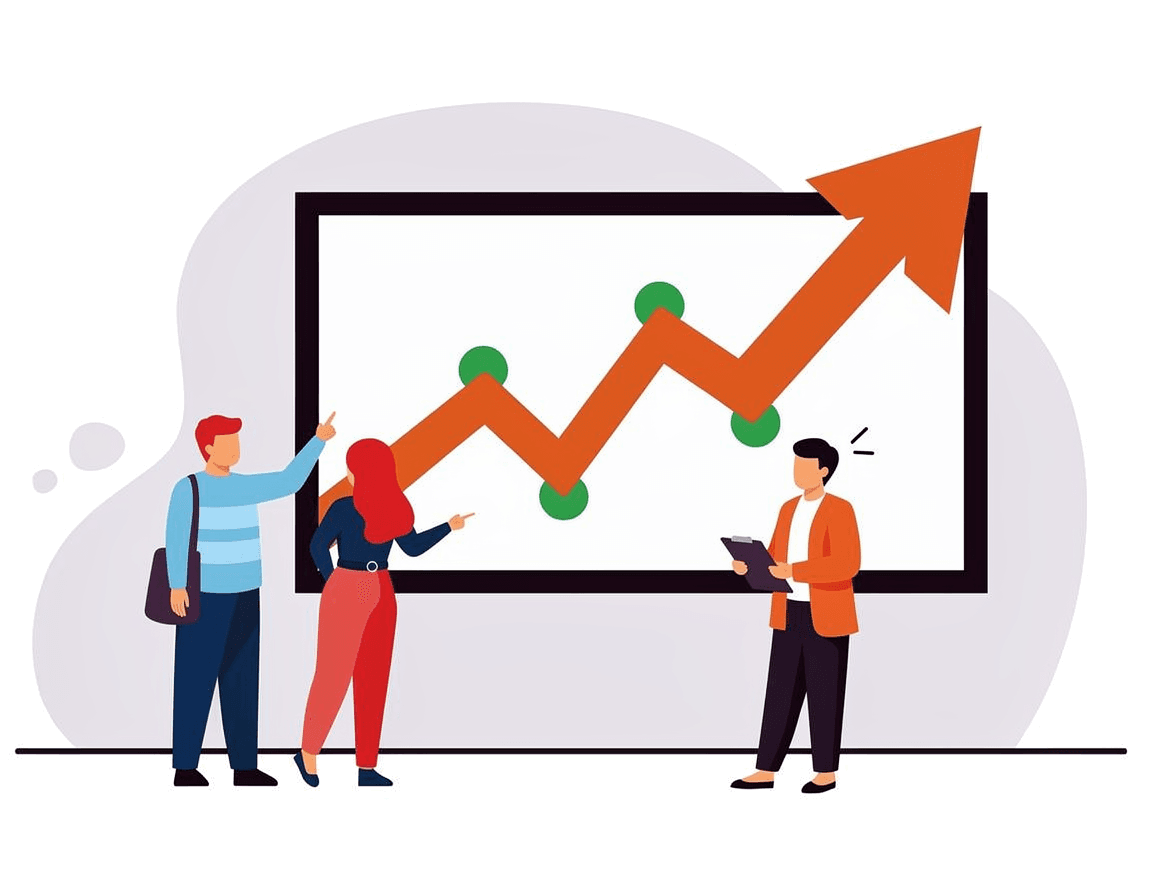 Stijgende conversielijn op een presentatiebord